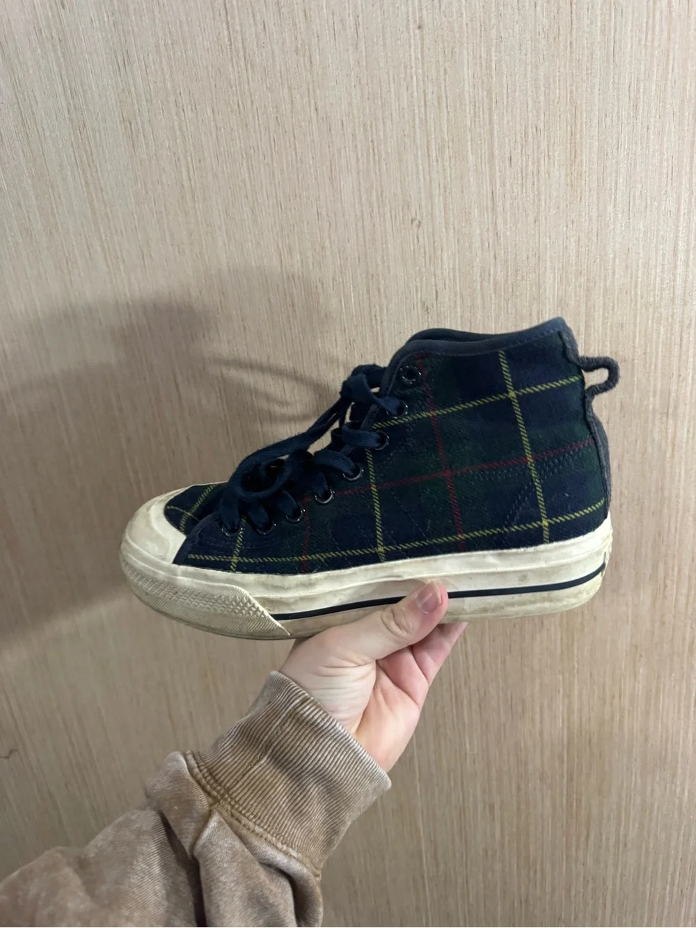 Adidas Nizza RF Platform Mid Plaid Platform Shoes H02707 Women's Size 8.5